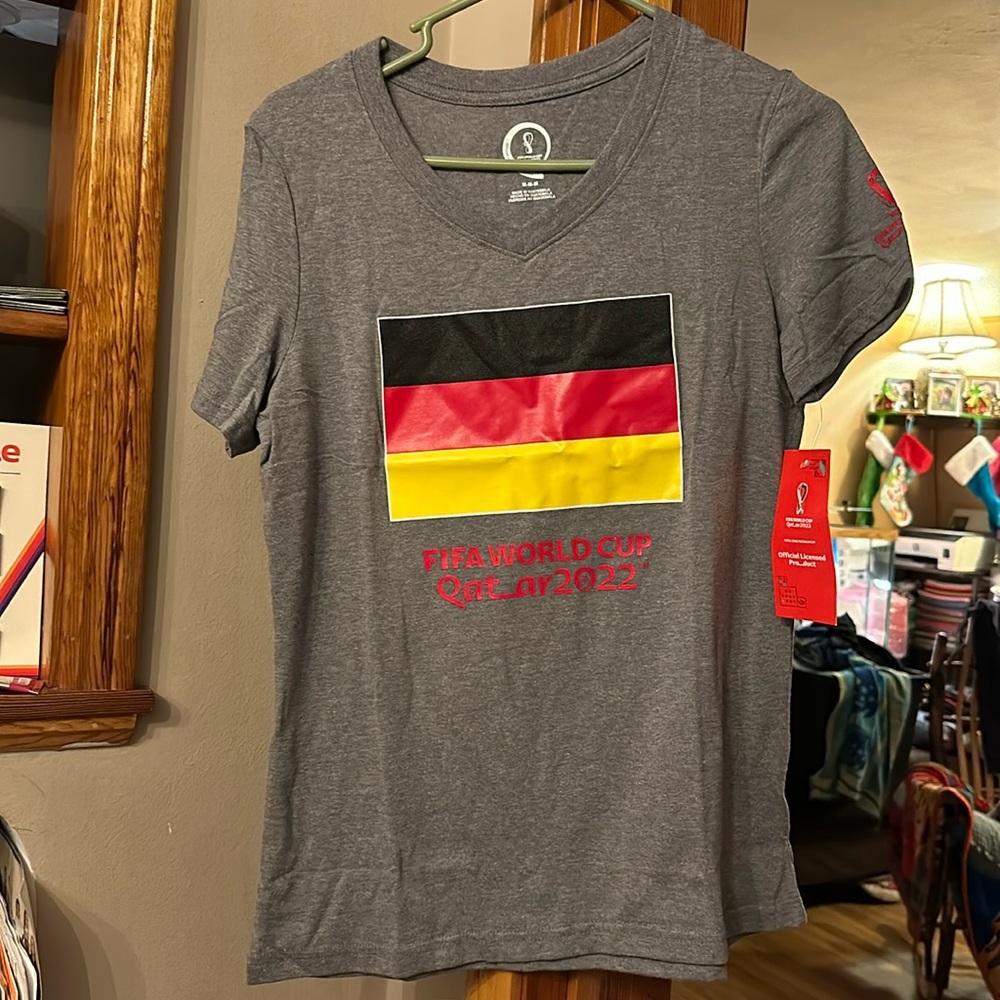 FIFA World Cup Official Licensed Product Germany Grey V-Neck short sleeve T